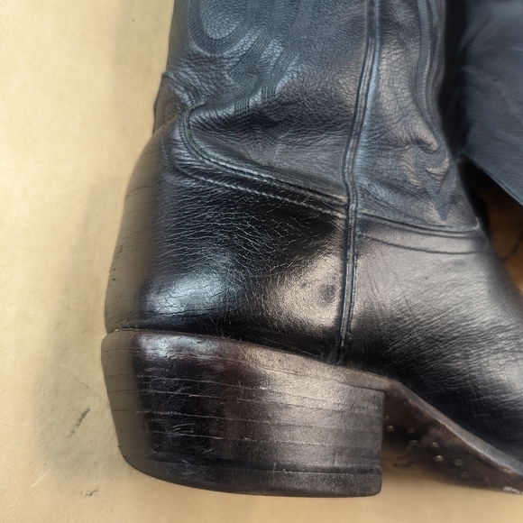 Lucchese Boots men's size 9D black leather classic Western cowboy boots. Great c - Picture 7 of 13
